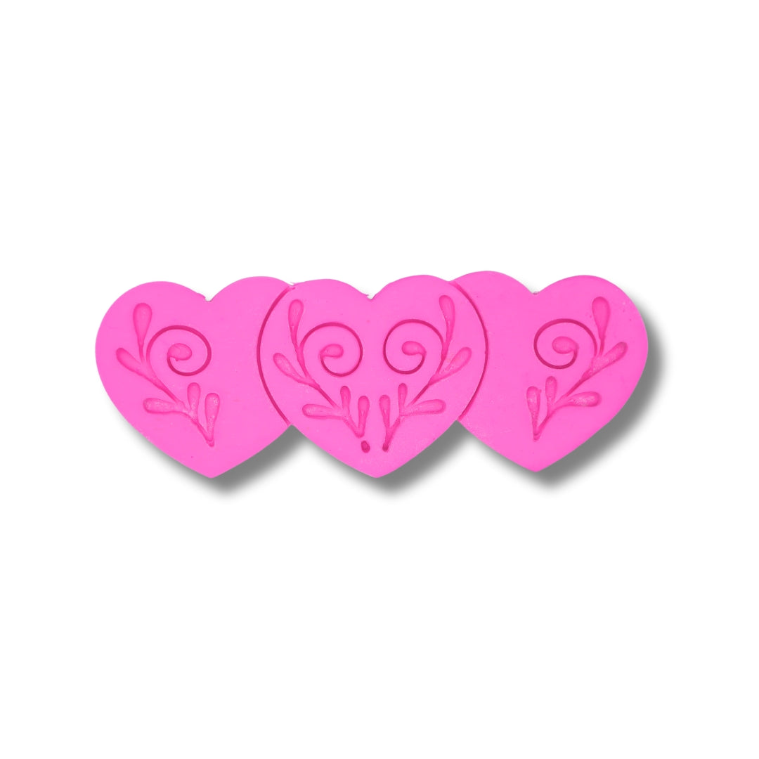 3 Heart Hair Barrette - Polymer Clay Cutter