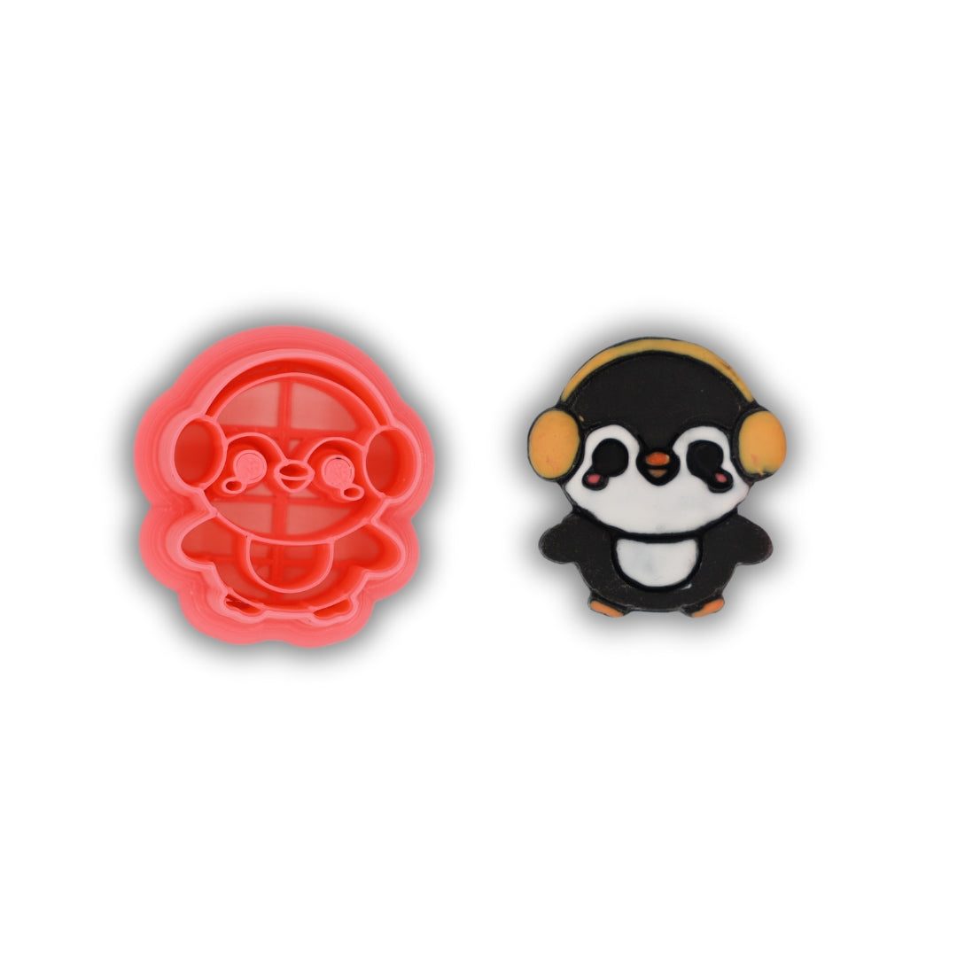 Kawaii Penguin w Earmuffs - Polymer Clay Cutter