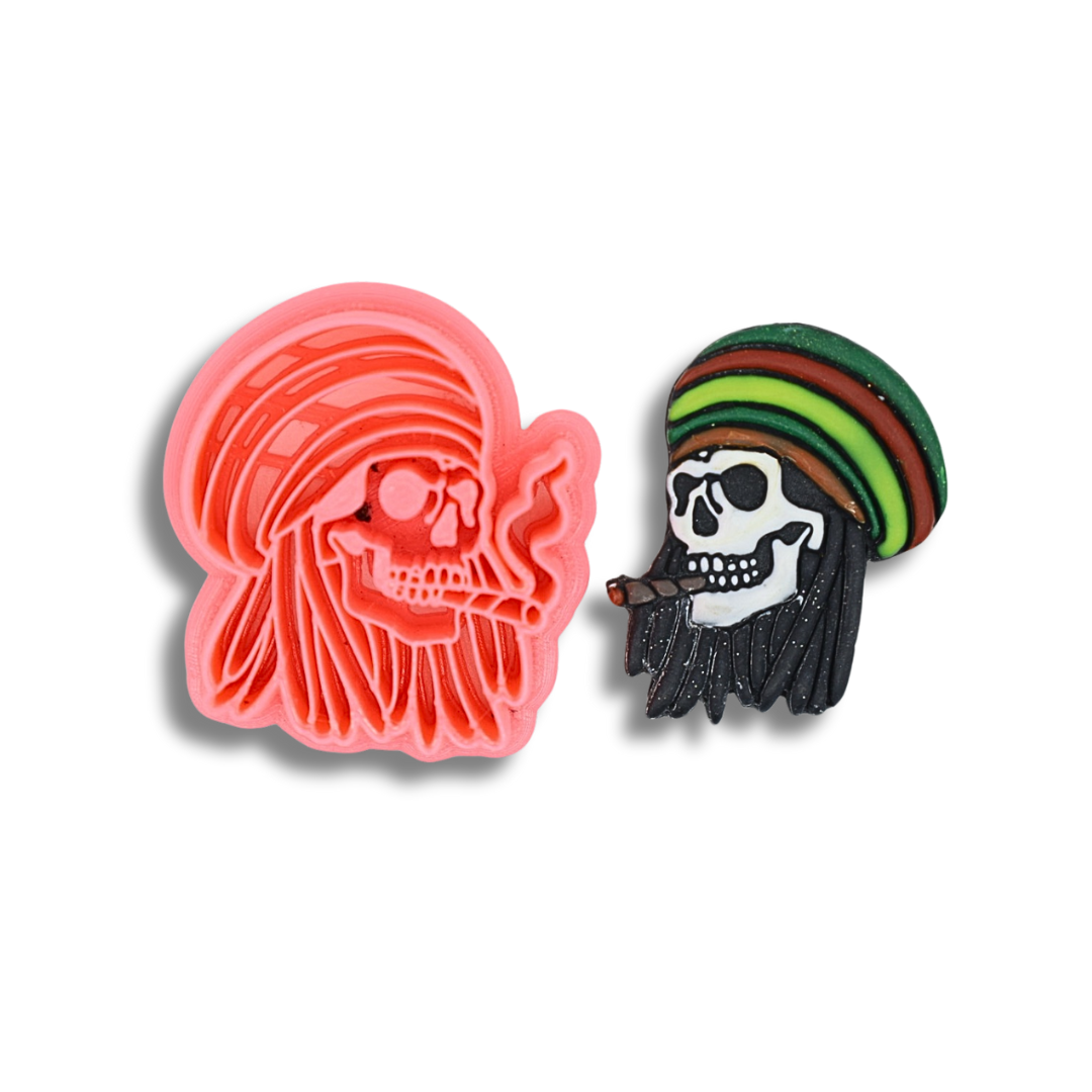 Rasta Skull - 420 - Marijuana - Cannabis Polymer Clay Cutter