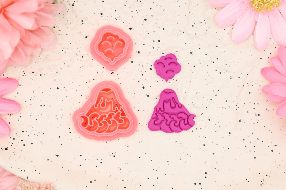Smoking Volcano with Waves - Polymer Clay Cutter Set