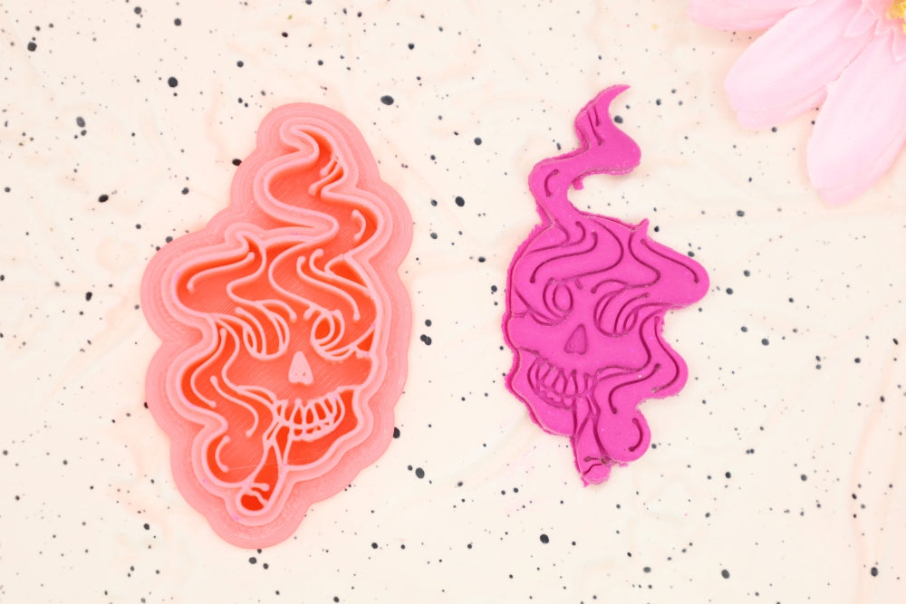 Smoking Skull- Polymer Clay Cutter