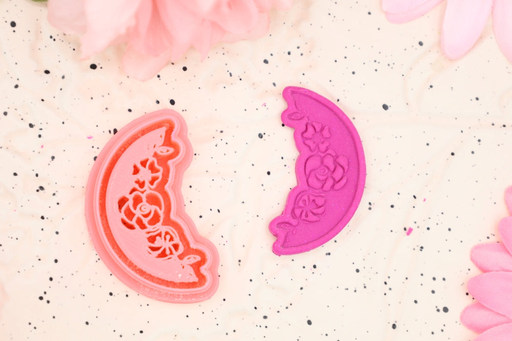 Moon Floral Embosser - Polymer Clay Cutter