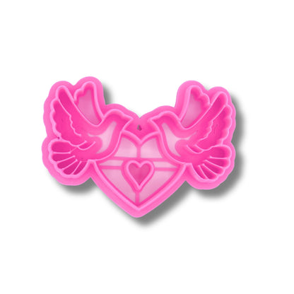 Heart & Doves Hair Barrette - Polymer Clay Cutter