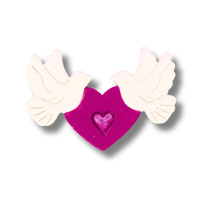 Heart & Doves Hair Barrette - Polymer Clay Cutter