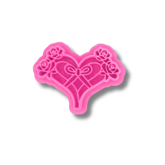 Heart Ribbon With Roses - Polymer Clay Cutter